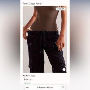 FREE PEOPLE TAHITI CARGO PANTS- BLACK